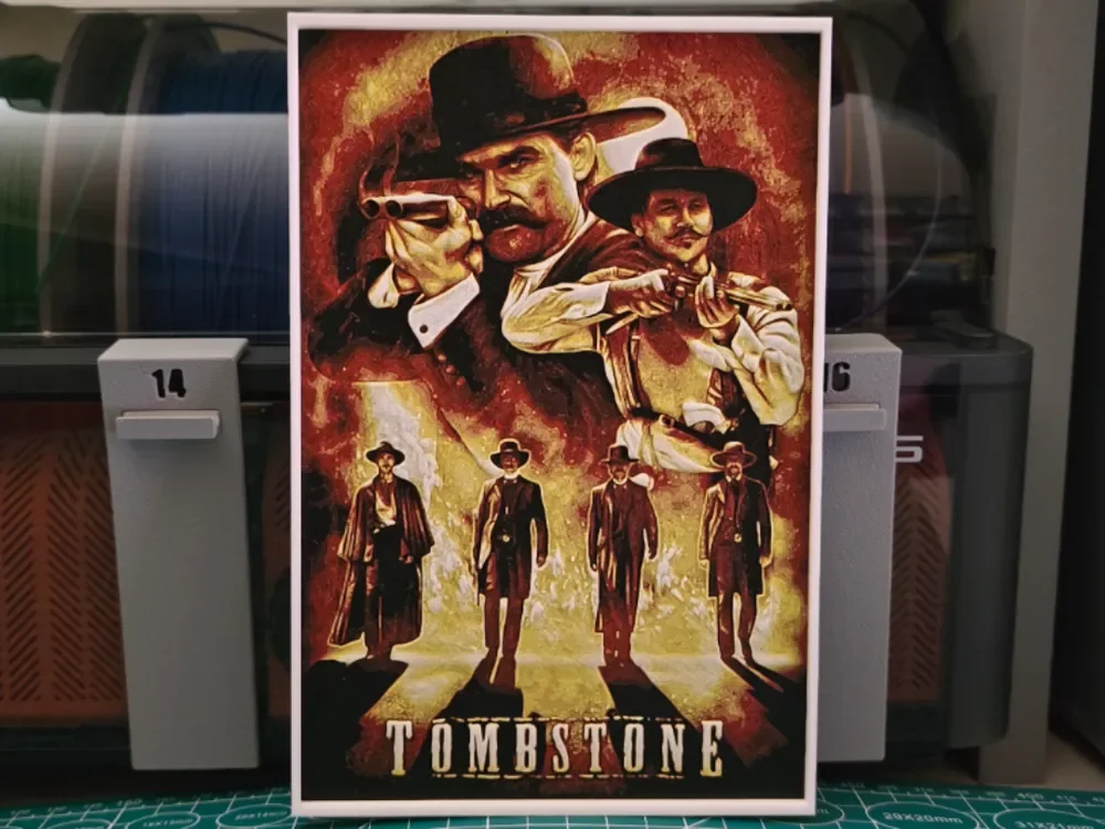 Tombstone Movie Poster - Hueforge Art by Lumpy3D HueForge model: Tombstone Movie Poster - Hueforge Art by Lumpy3D