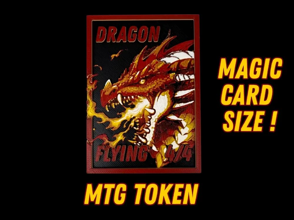 Dragon Token - 4/4 - Magic the Gathering by Canadian Gamer HueForge model: Dragon Token - 4/4 - Magic the Gathering by Canadian Gamer