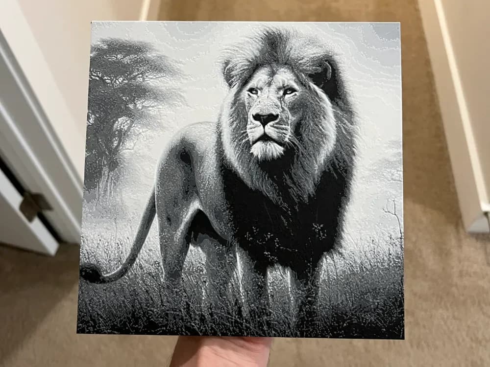 Lion In the Plains Art Hueforge by RP47 Designs HueForge model: Lion In the Plains Art Hueforge by RP47 Designs