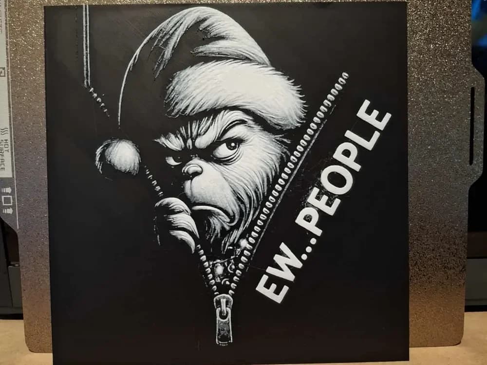 Grinch - Ew People - hueforge 2 colours by 3dGlow HueForge model: Grinch - Ew People - hueforge 2 colours by 3dGlow