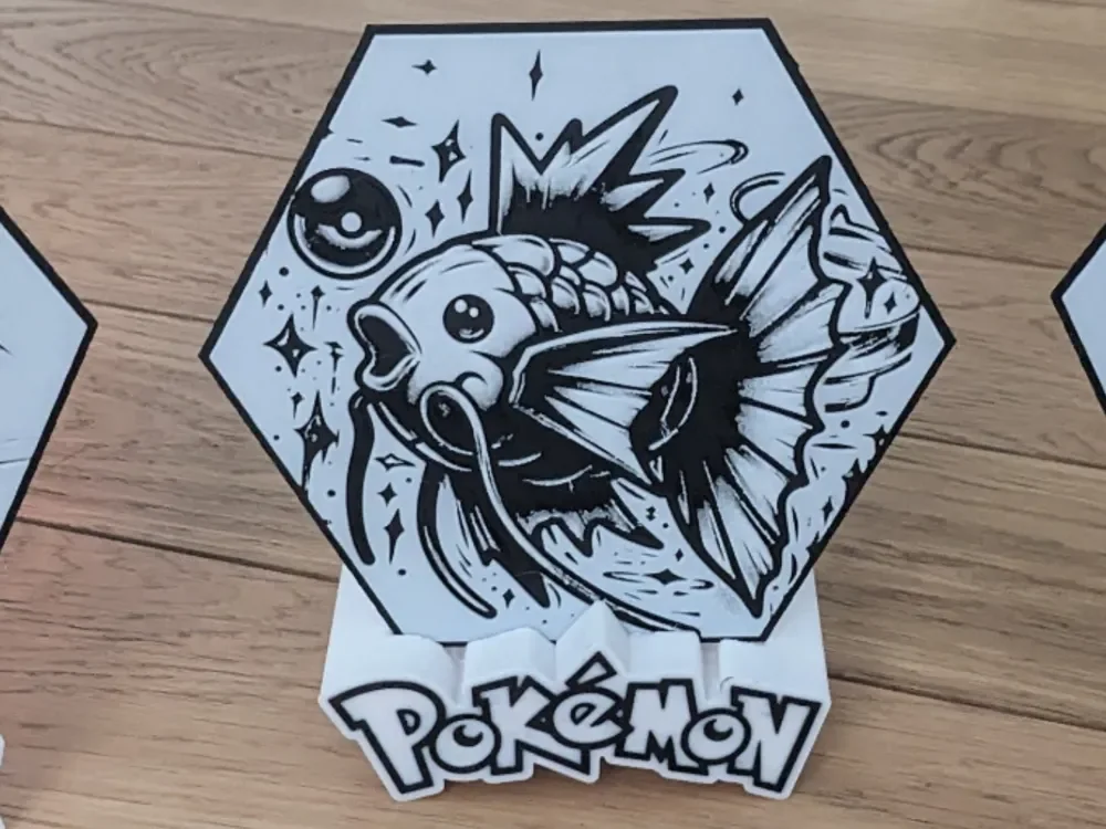 Magikarp Pokémon Hueforge Hex Hexagon by Seb3D HueForge model: Magikarp Pokémon Hueforge Hex Hexagon by Seb3D