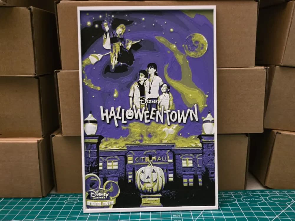 Halloween Town Movie Poster - Hueforge Art by Lumpy3D HueForge model: Halloween Town Movie Poster - Hueforge Art by Lumpy3D