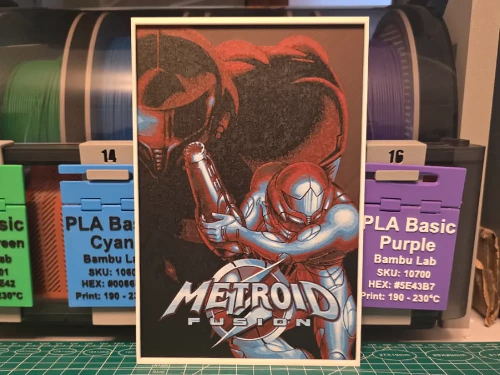 Metroid Fusion Game Poster - Hueforge Art by Lumpy3D HueForge model: Metroid Fusion Game Poster - Hueforge Art by Lumpy3D