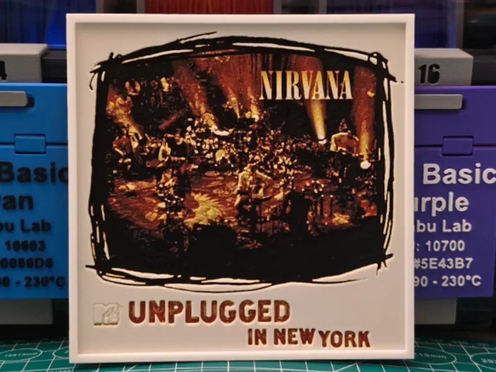 Nirvana "MTV Unplugged" Album - Hueforge Art by Lumpy3D HueForge model: Nirvana "MTV Unplugged" Album - Hueforge Art by Lumpy3D