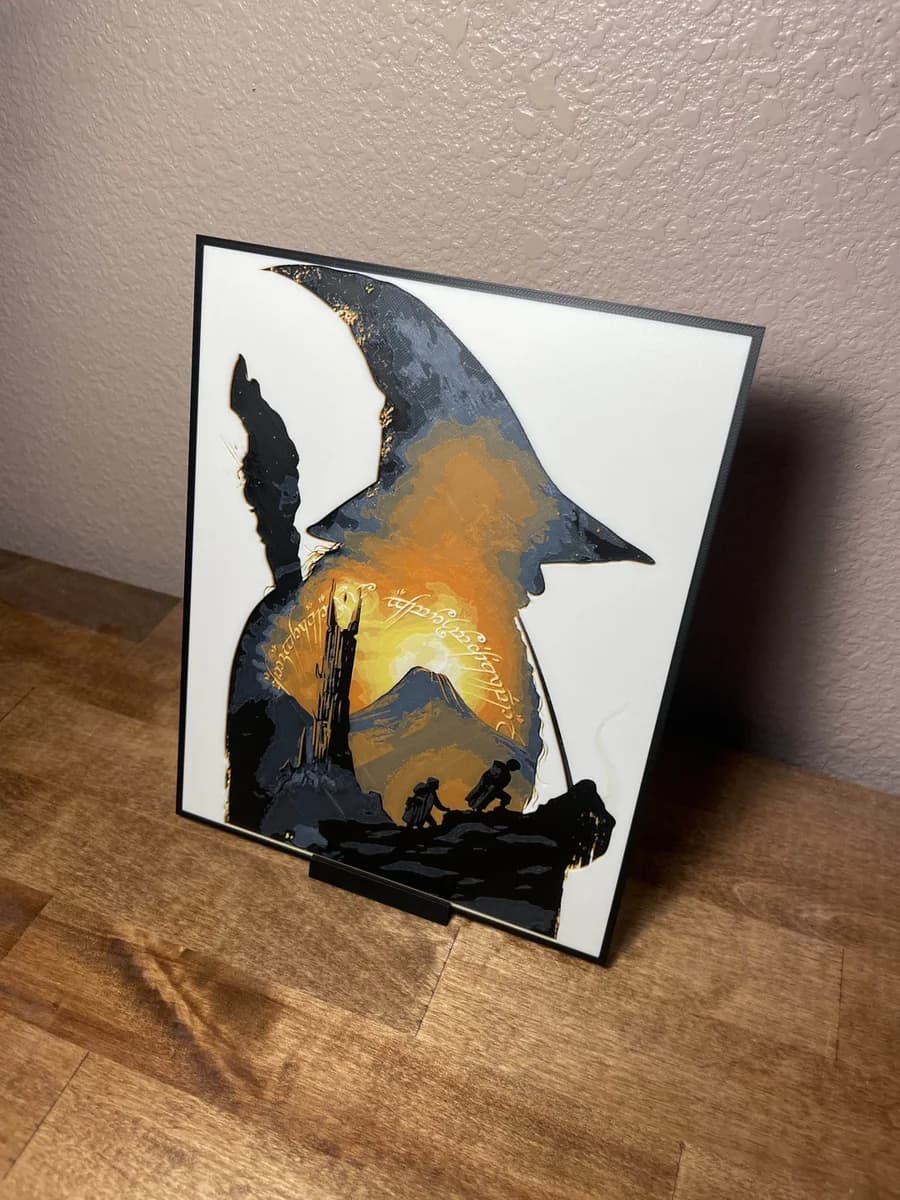 Gandalf Mordor Silhouette by Cloudy Nostalgia HueForge model: Gandalf Mordor Silhouette by Cloudy Nostalgia