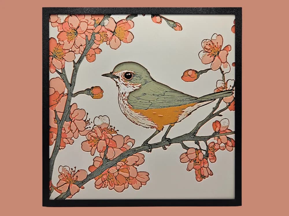 Finch on a Branch of Blossoms