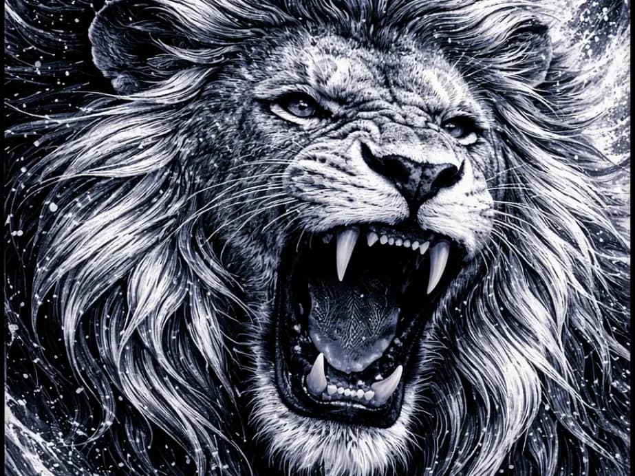 Fierce Lion – Black and White Animal Series by Hueforge Maker HueForge model: Fierce Lion – Black and White Animal Series by Hueforge Maker