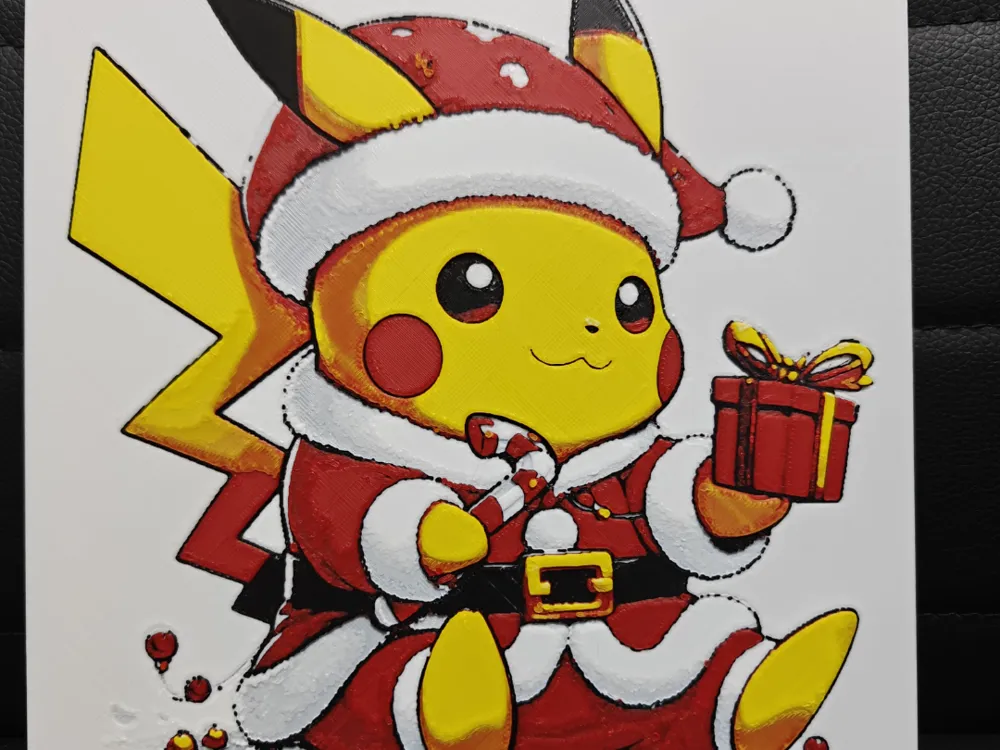 Pikachu Christmas Multi-coloured by TheHueforgeLady HueForge model: Pikachu Christmas Multi-coloured by TheHueforgeLady