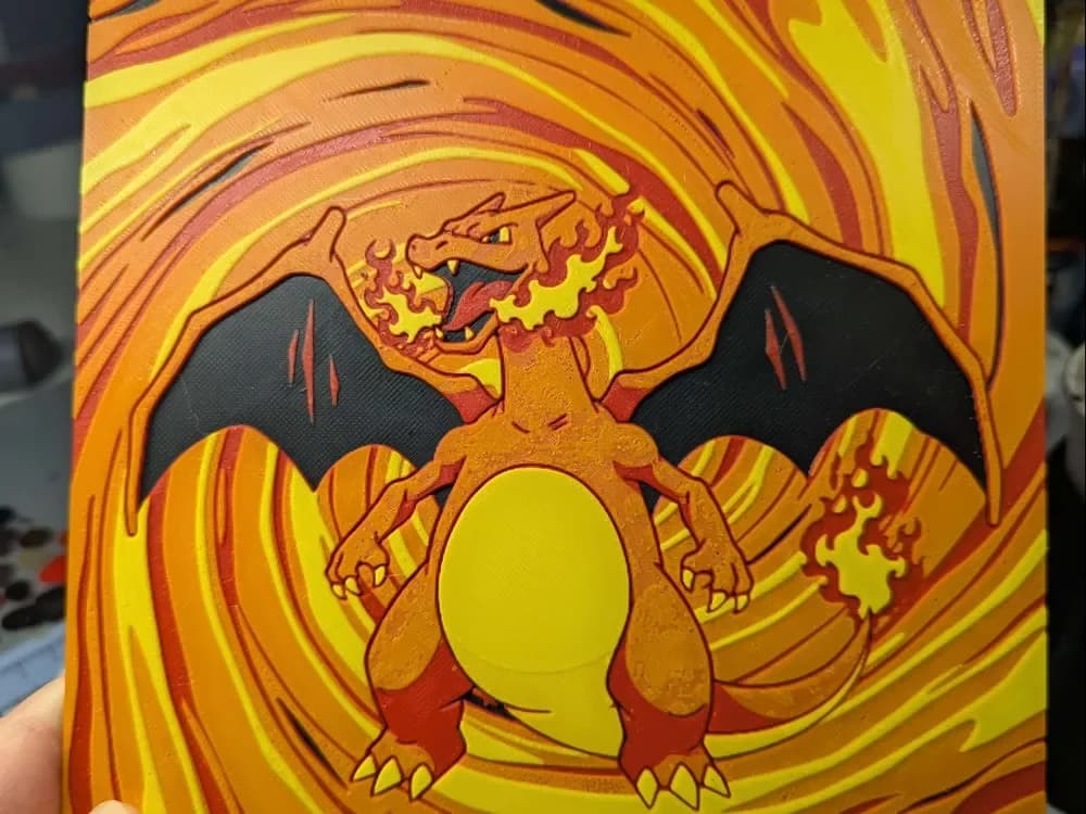 Hueforge Dracaufeu v3 Charizard by ZombiePaint3D HueForge model: Hueforge Dracaufeu v3 Charizard by ZombiePaint3D