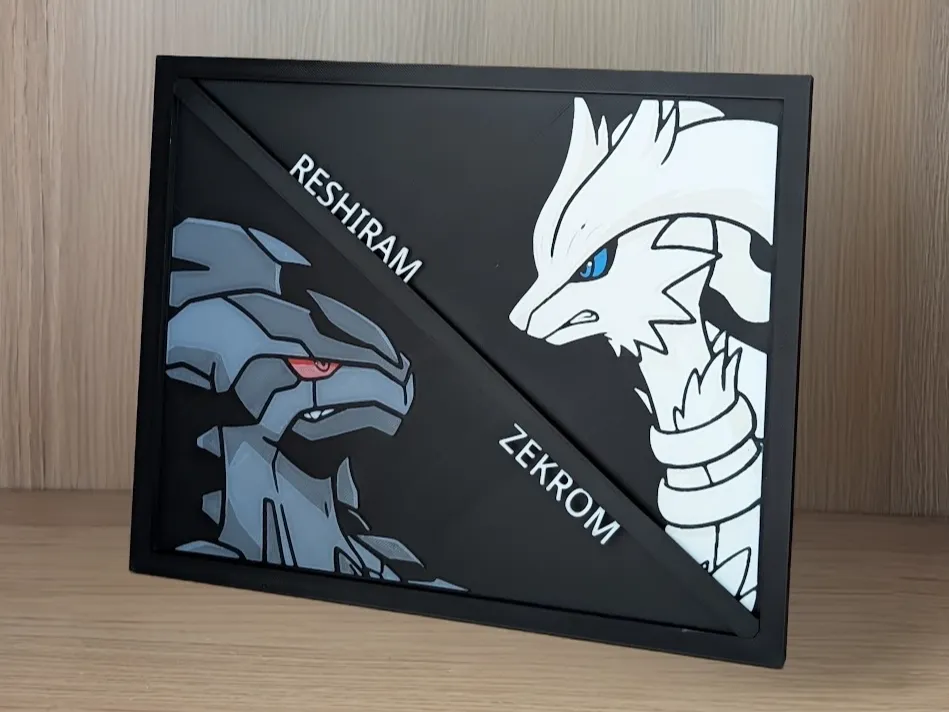 Zekrom & Reshiram Hueforge & Frame by Nextopia HueForge model: Zekrom & Reshiram Hueforge & Frame by Nextopia