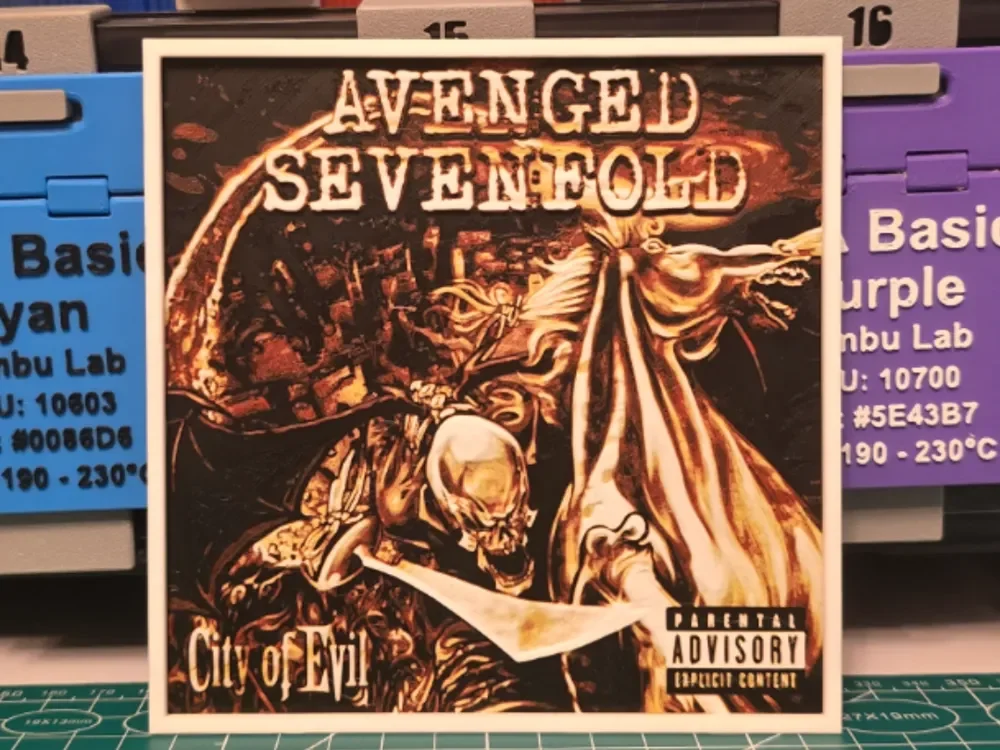 Avenged Sevenfold "City of Evil" Album - Hueforge by Lumpy3D HueForge model: Avenged Sevenfold "City of Evil" Album - Hueforge by Lumpy3D