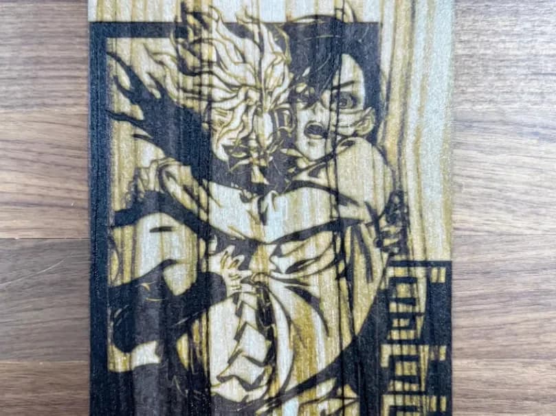 Dan da Dan - Okarun + Momo, Wood Grain Texture by Pretty Okay Prints HueForge model: Dan da Dan - Okarun + Momo, Wood Grain Texture by Pretty Okay Prints