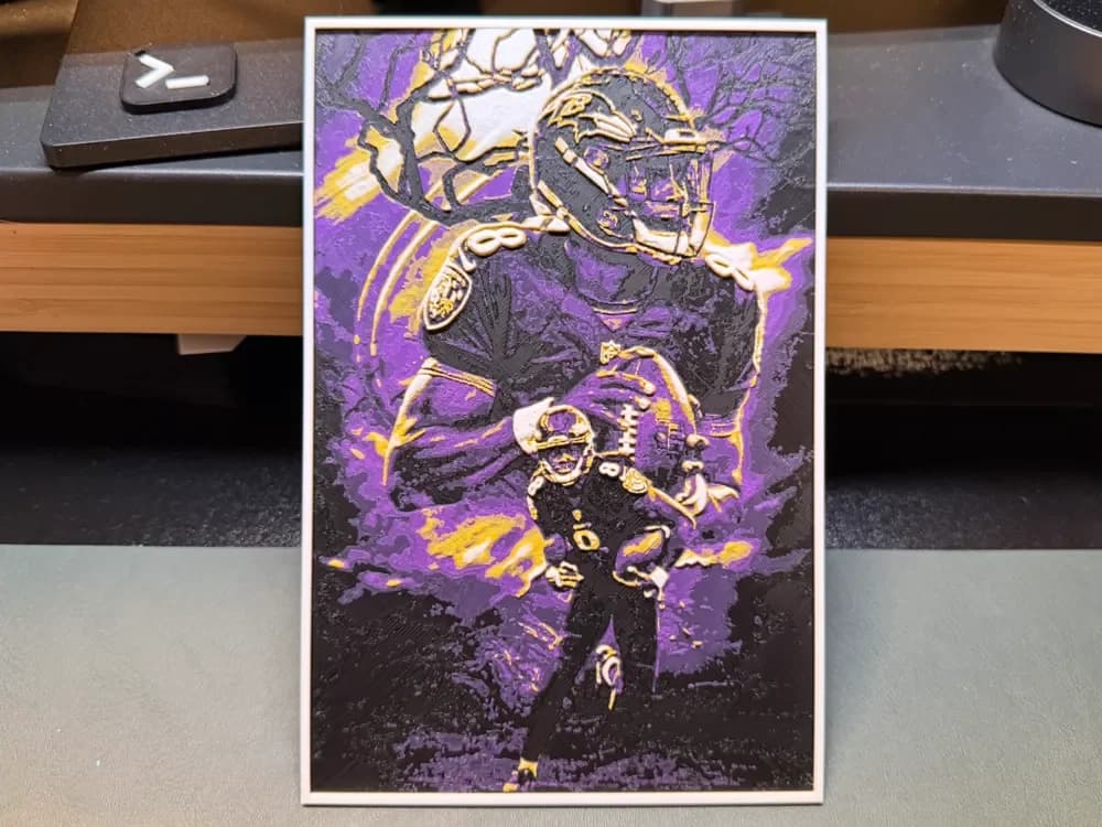 Lamar Jackson Ravens HueForge by liv_3d HueForge model: Lamar Jackson Ravens HueForge by liv_3d