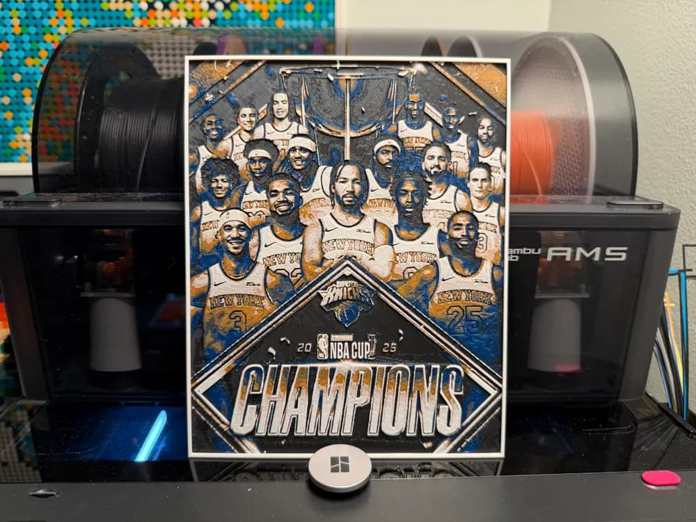 NY Knicks NBA Cup Champs 2026 HueForge by liv_3d HueForge model: NY Knicks NBA Cup Champs 2026 HueForge by liv_3d