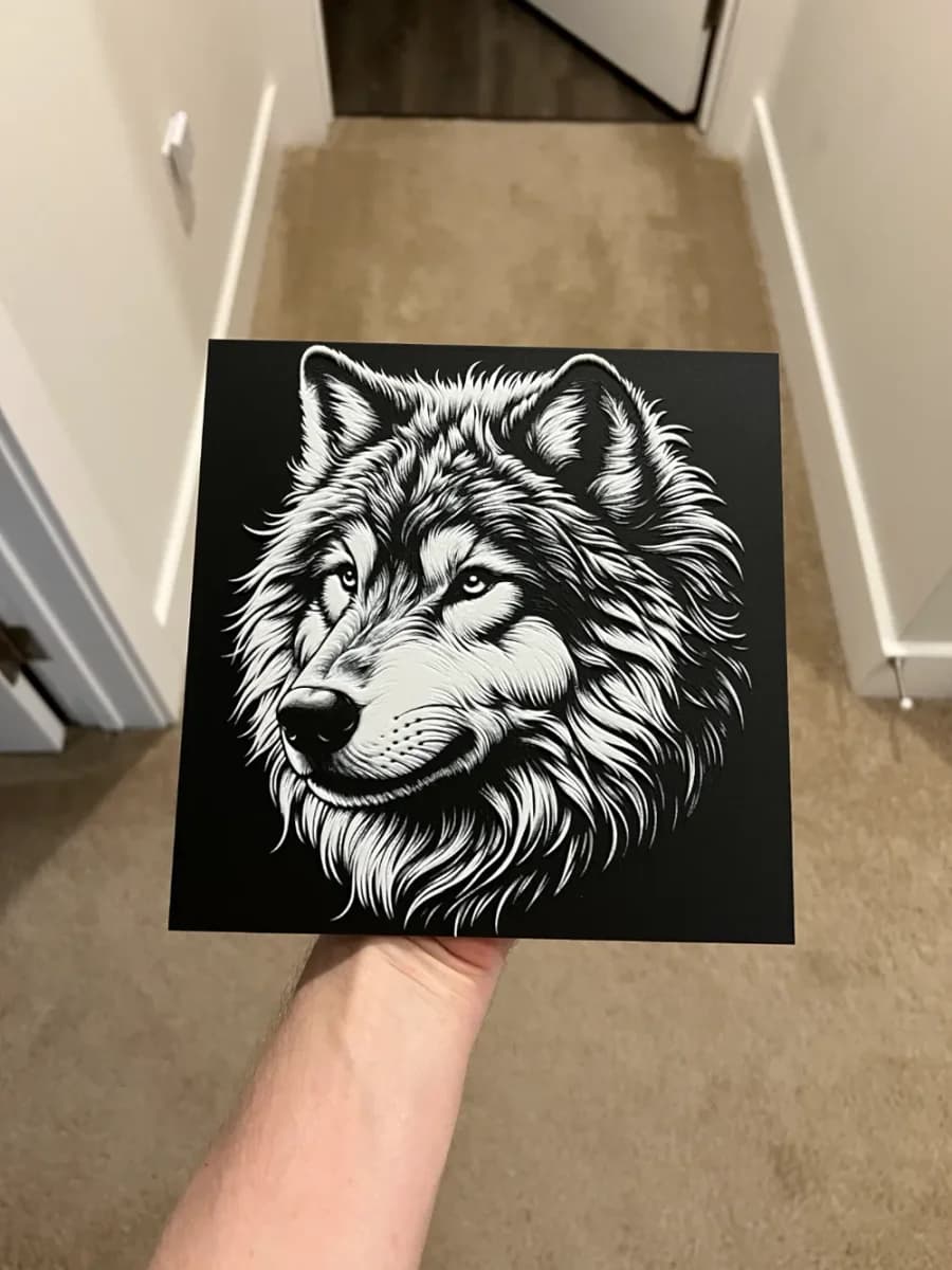 Wolf Face 2 Hueforge by RP47 Designs HueForge model: Wolf Face 2 Hueforge by RP47 Designs