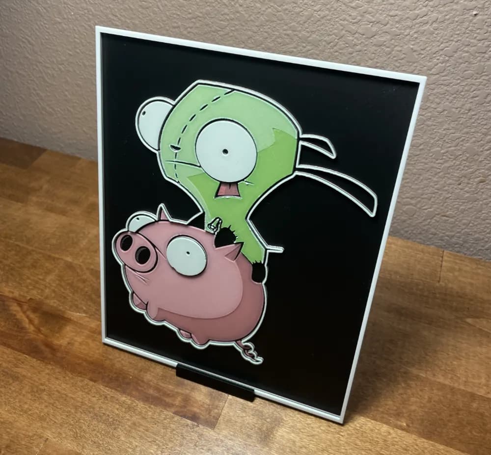 Hueforge - Invader Zim - Gir and Piggy by Cloudy Nostalgia HueForge model: Hueforge - Invader Zim - Gir and Piggy by Cloudy Nostalgia