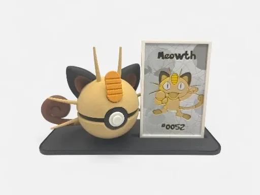 Meowth Pokeball Display Card by MythicHue's HueForge model: Meowth Pokeball Display Card by MythicHue's