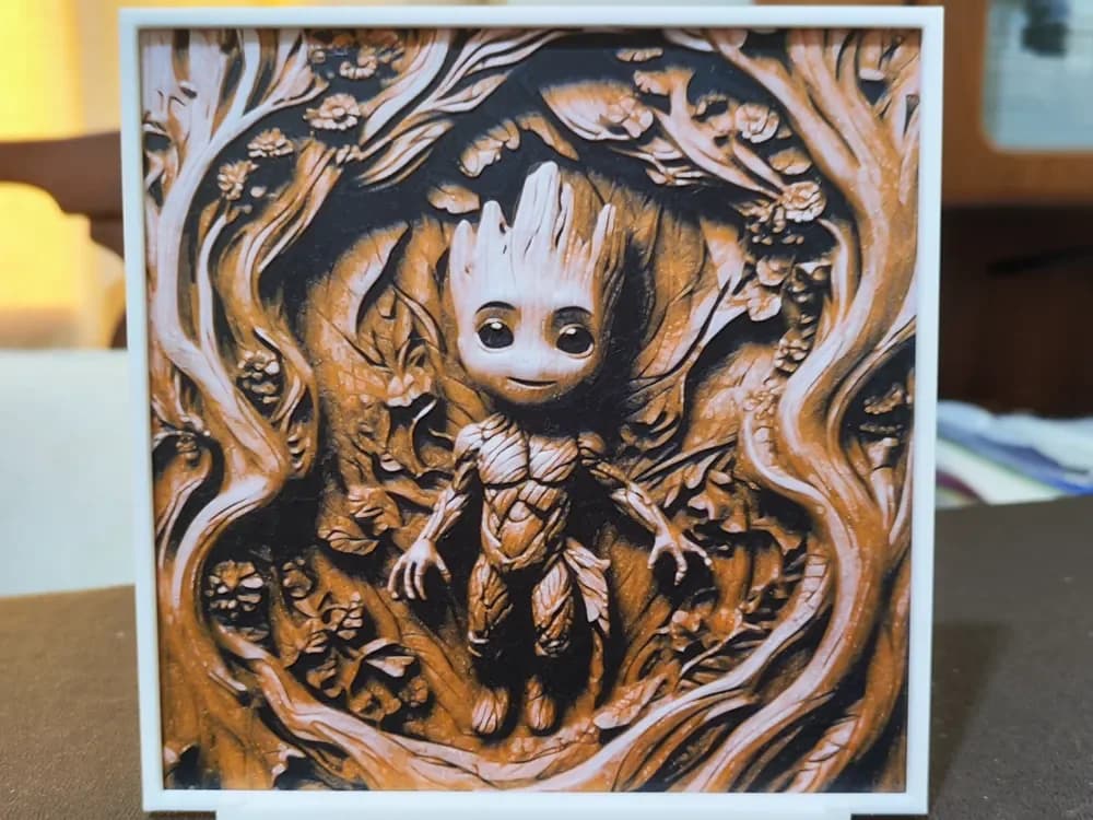 HueForge model: Wood Carving Baby Groot - HueForge 3 Color by BoDad