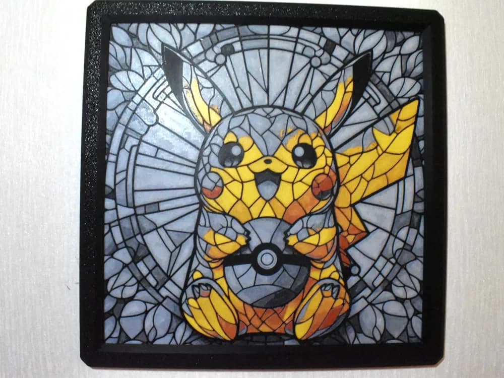 Pikachu Stained Glass Hueforge by Chris B HueForge model: Pikachu Stained Glass Hueforge by Chris B