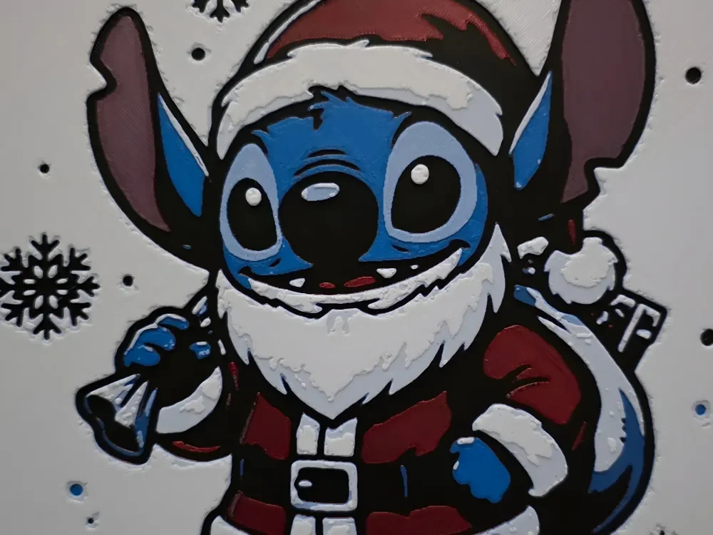 Santa Stitch Fast Print 3.5 hrs on P1S 200x200 by Side Quest Hues HueForge model: Santa Stitch Fast Print 3.5 hrs on P1S 200x200 by Side Quest Hues