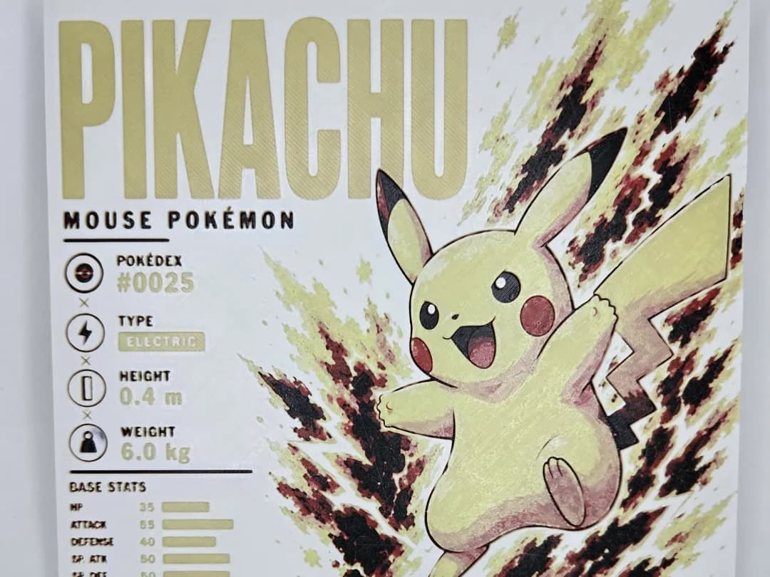 Pikachu Infographic Hueforge by 3Ree Printing HueForge model: Pikachu Infographic Hueforge by 3Ree Printing