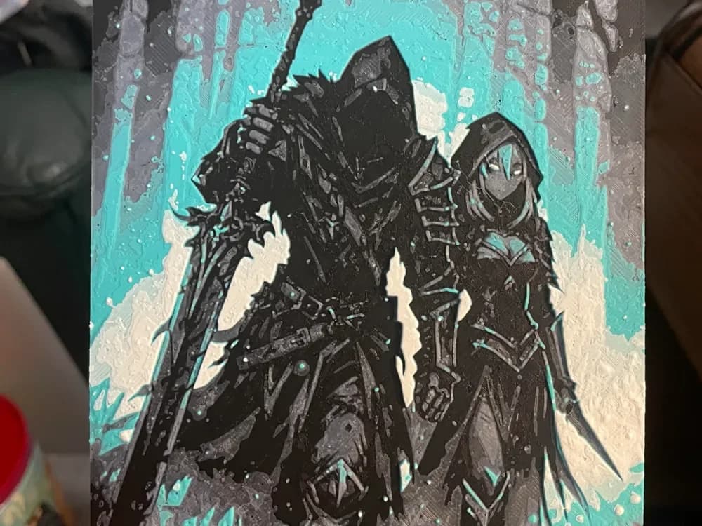 Warrior and Woman walking in the Forest by Advancedtechworldwide HueForge model: Warrior and Woman walking in the Forest by Advancedtechworldwide