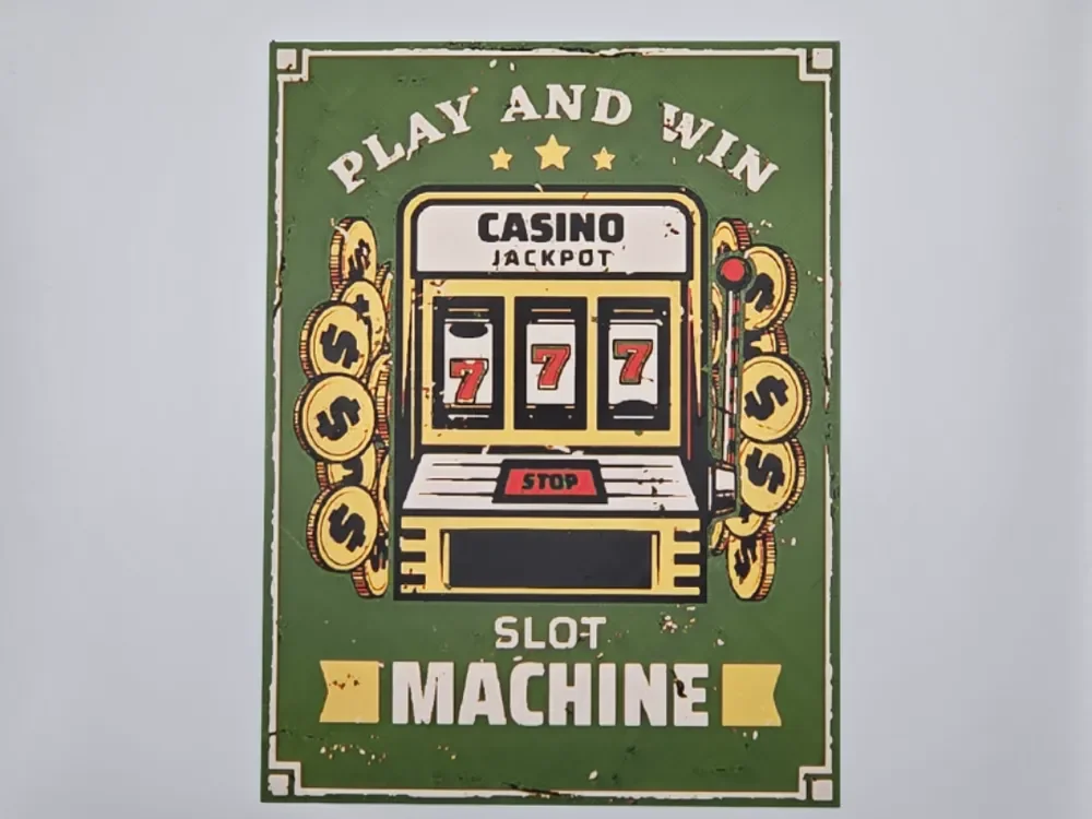 Plaque Vintage Casino Play & Win by Kactus Fpv HueForge model: Plaque Vintage Casino Play & Win by Kactus Fpv