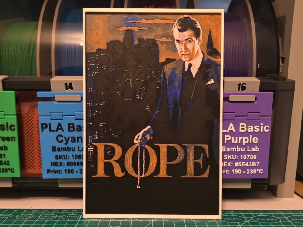 Rope Movie Poster - Hueforge Art by Lumpy3D HueForge model: Rope Movie Poster - Hueforge Art by Lumpy3D