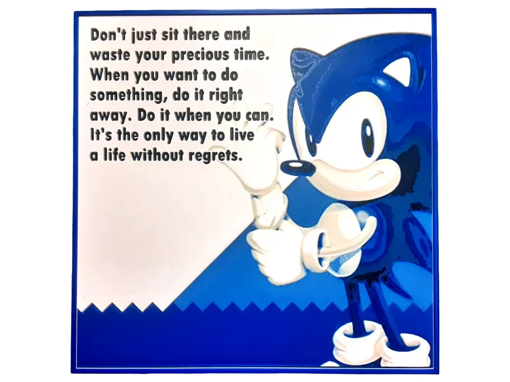 HueForge model: Sonic the Hedgehog Hueforge Inspirational Quote by Elsie Moonshadow