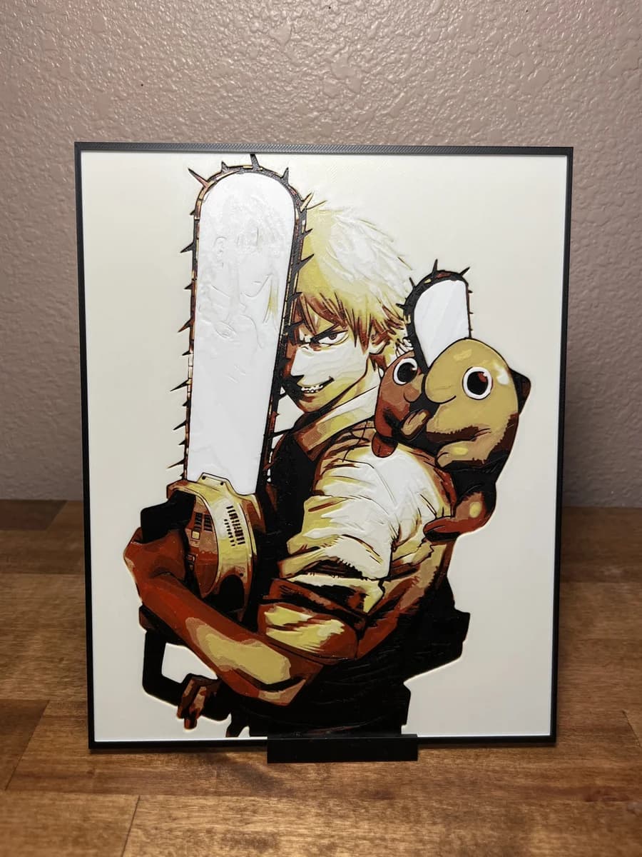 Denji and Pochita with Chainsaw by Cloudy Nostalgia HueForge model: Denji and Pochita with Chainsaw by Cloudy Nostalgia