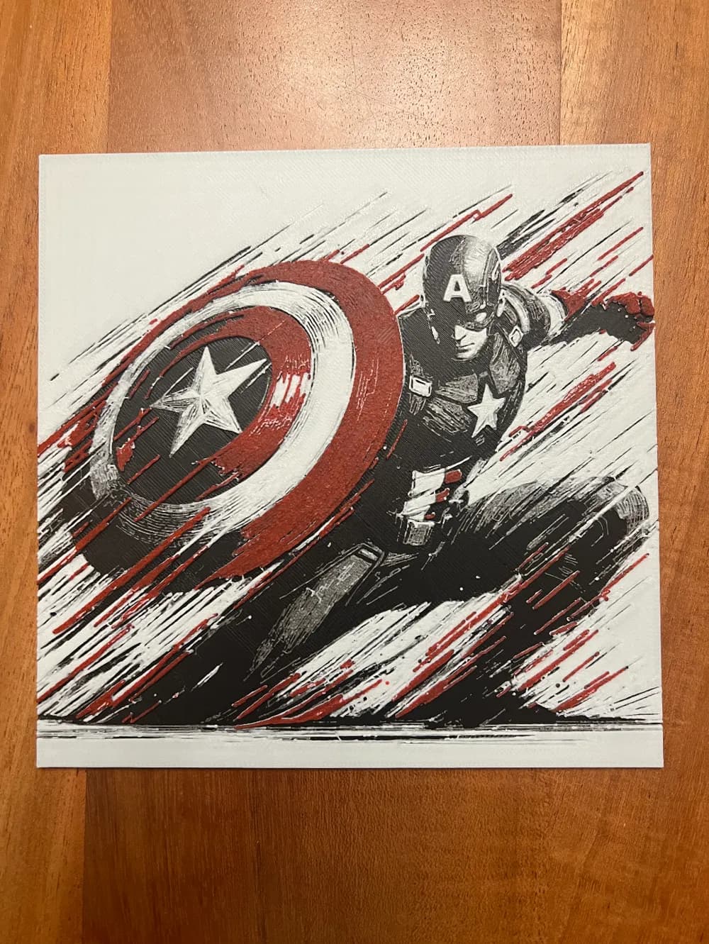 HueForge model: Captain America with Red Highlights by JustBe 3D Printing