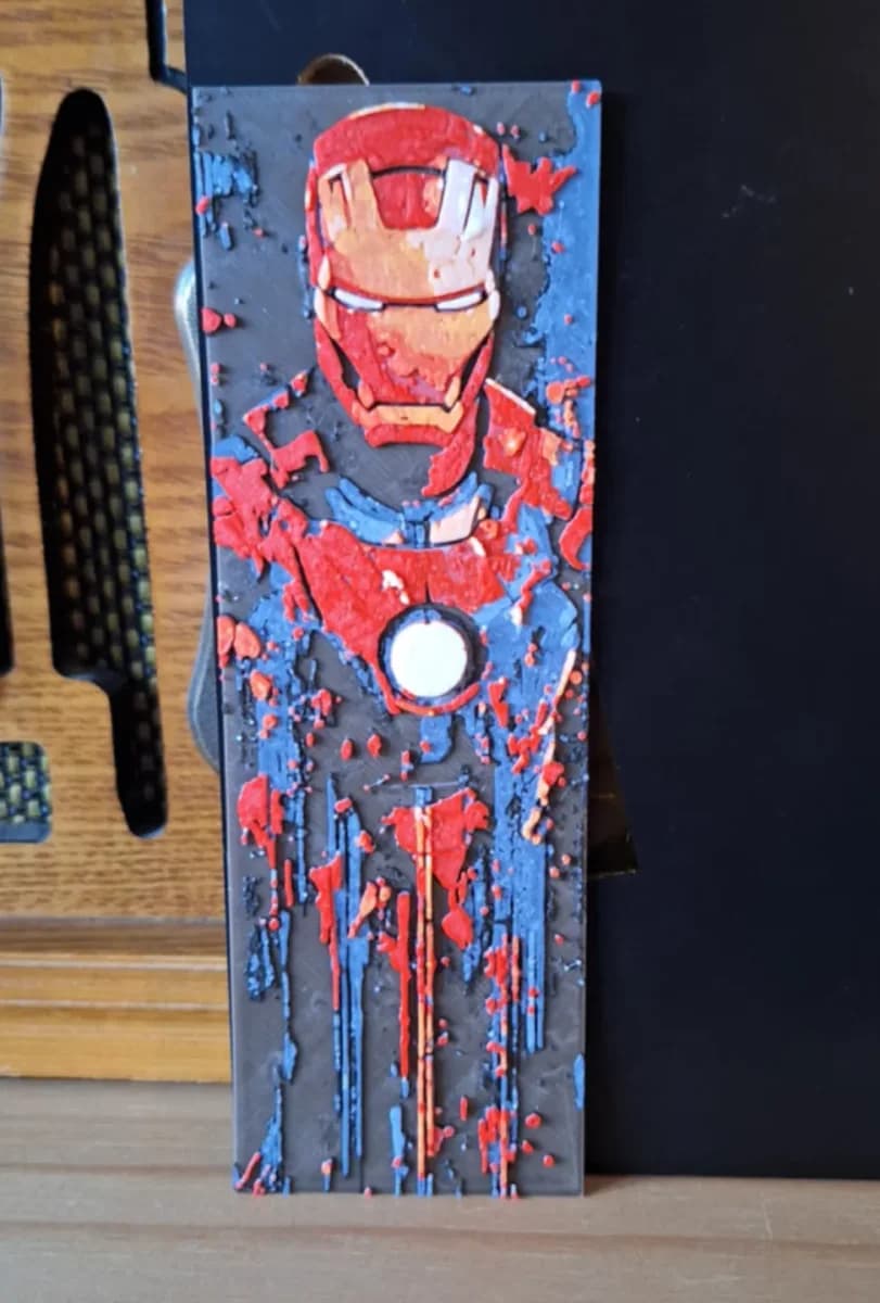 Ironman Bookmark - 154x52 hueforge A1 mini compat by 3dGlow HueForge model: Ironman Bookmark - 154x52 hueforge A1 mini compat by 3dGlow