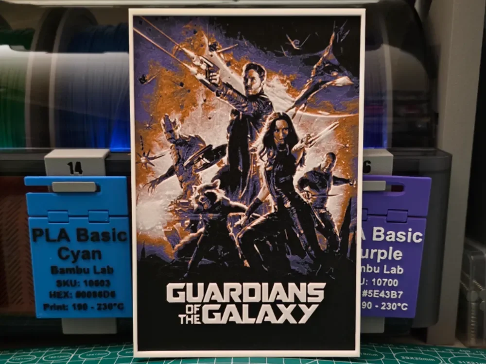 HueForge model: Guardians of the Galaxy Movie Poster V2 - Hueforge by Lumpy3D