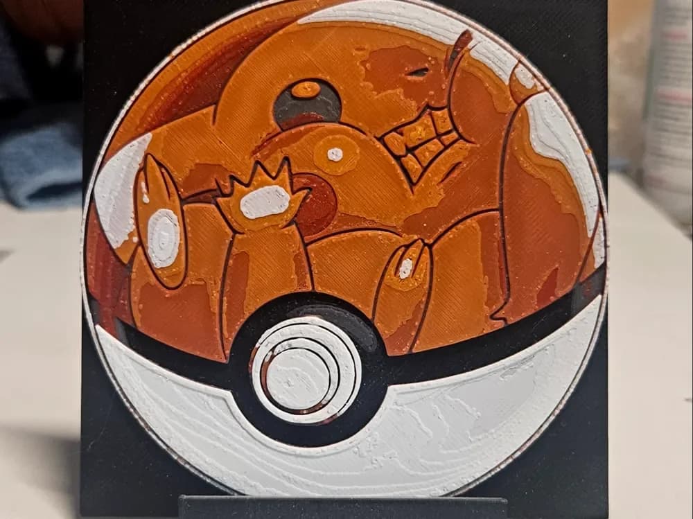 Pickachu in Pokeball by Mano's 3d_Art HueForge model: Pickachu in Pokeball by Mano's 3d_Art