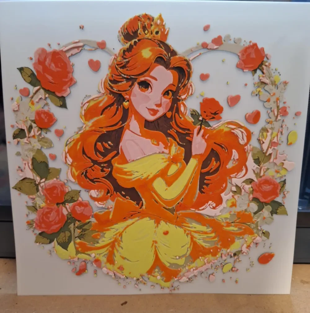 Belle - Beauty & the beast - Hueforge - 4 Colours by 3dGlow HueForge model: Belle - Beauty & the beast - Hueforge - 4 Colours by 3dGlow