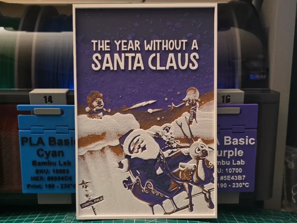 The Year Without a Santa Claus Poster - Hueforge by Lumpy3D HueForge model: The Year Without a Santa Claus Poster - Hueforge by Lumpy3D