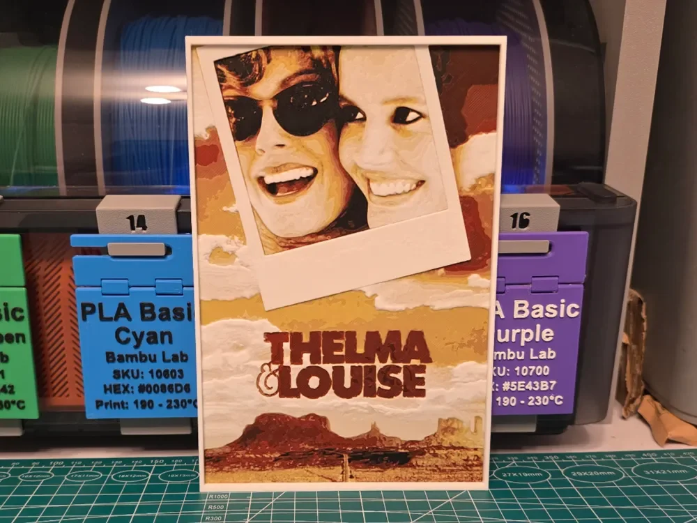 Thelma & Louise Movie Poster - Hueforge Art by Lumpy3D HueForge model: Thelma & Louise Movie Poster - Hueforge Art by Lumpy3D