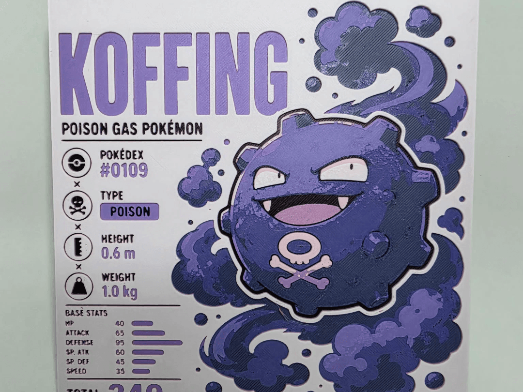 Koffing Infographic Hueforge by 3Ree Printing HueForge model: Koffing Infographic Hueforge by 3Ree Printing