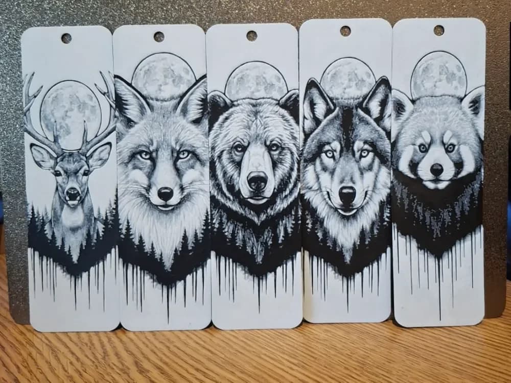 set of 5 Forest moon animal bookmarks 2 colours by 3dGlow HueForge model: set of 5 Forest moon animal bookmarks 2 colours by 3dGlow