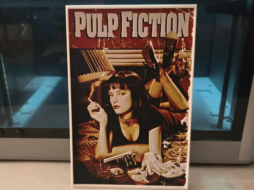 Pulp Fiction Movie Poster - Hueforge Art by Lumpy3D HueForge model: Pulp Fiction Movie Poster - Hueforge Art by Lumpy3D