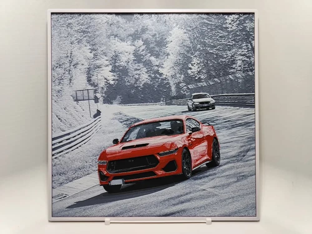 Mustang on the Nürburgring – Hueforge by BeaN HueForge model: Mustang on the Nürburgring – Hueforge by BeaN