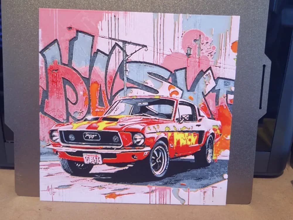 Ford Mustang - Graffiti - Hueforge by 3dGlow HueForge model: Ford Mustang - Graffiti - Hueforge by 3dGlow