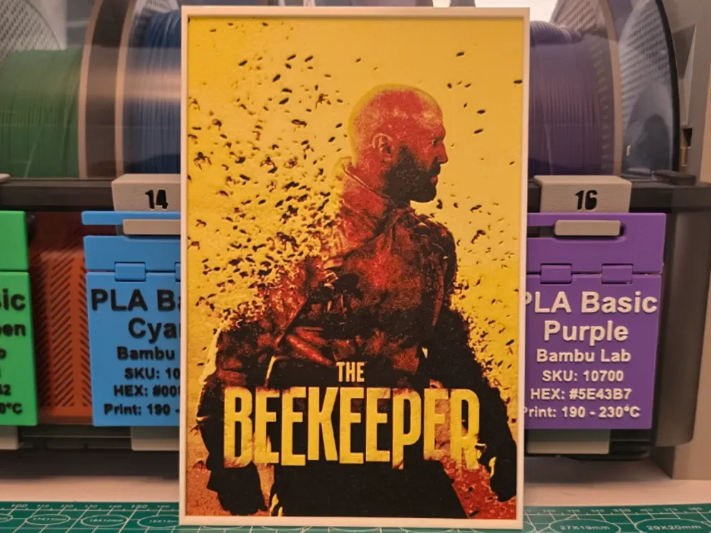 The Beekeeper Movie Poster - Hueforge Art by Lumpy3D HueForge model: The Beekeeper Movie Poster - Hueforge Art by Lumpy3D