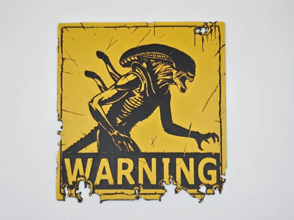 Sign Waring Alien by Kactus Fpv HueForge model: Sign Waring Alien by Kactus Fpv