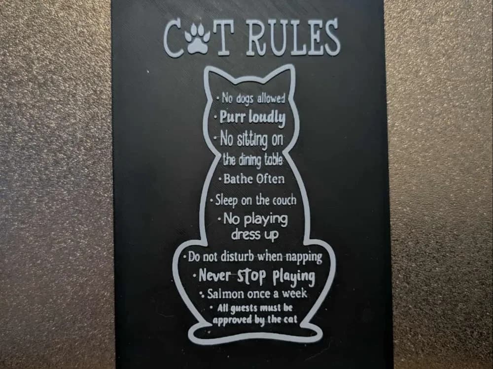 Cat rules - 2 colours by 3dGlow HueForge model: Cat rules - 2 colours by 3dGlow