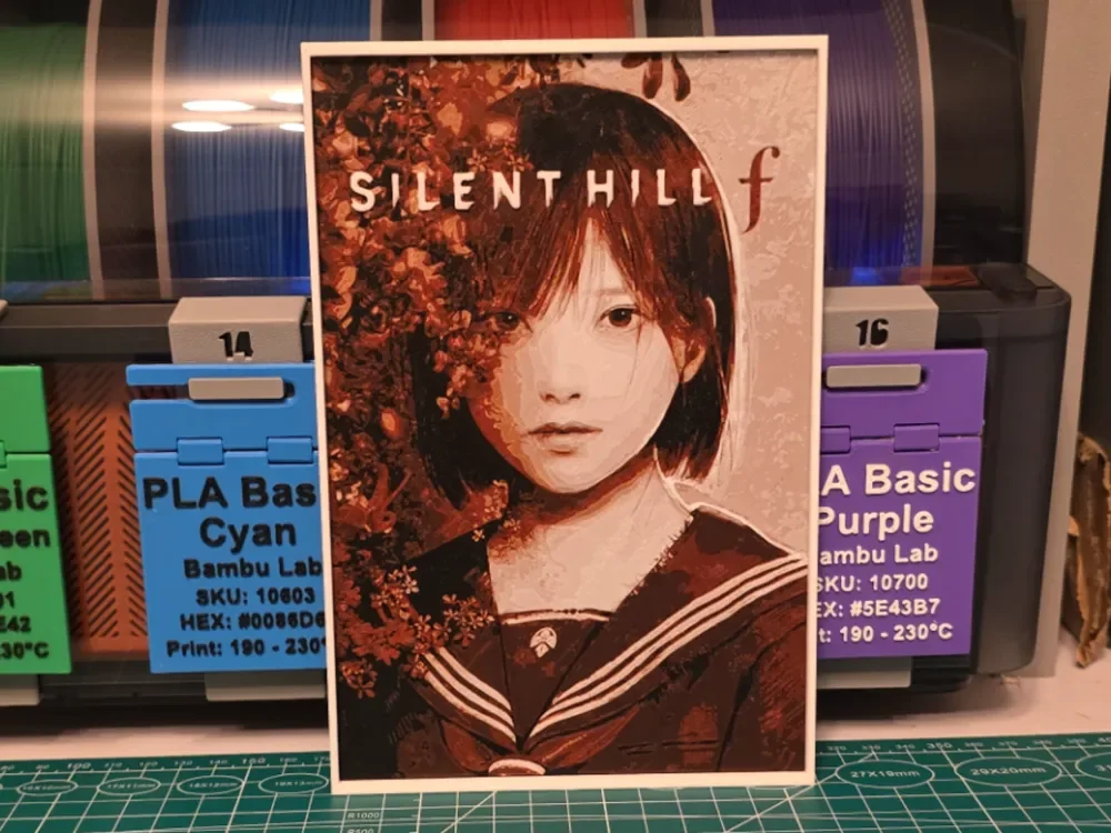 Silent Hill f Game Poster - Hueforge Art by Lumpy3D HueForge model: Silent Hill f Game Poster - Hueforge Art by Lumpy3D