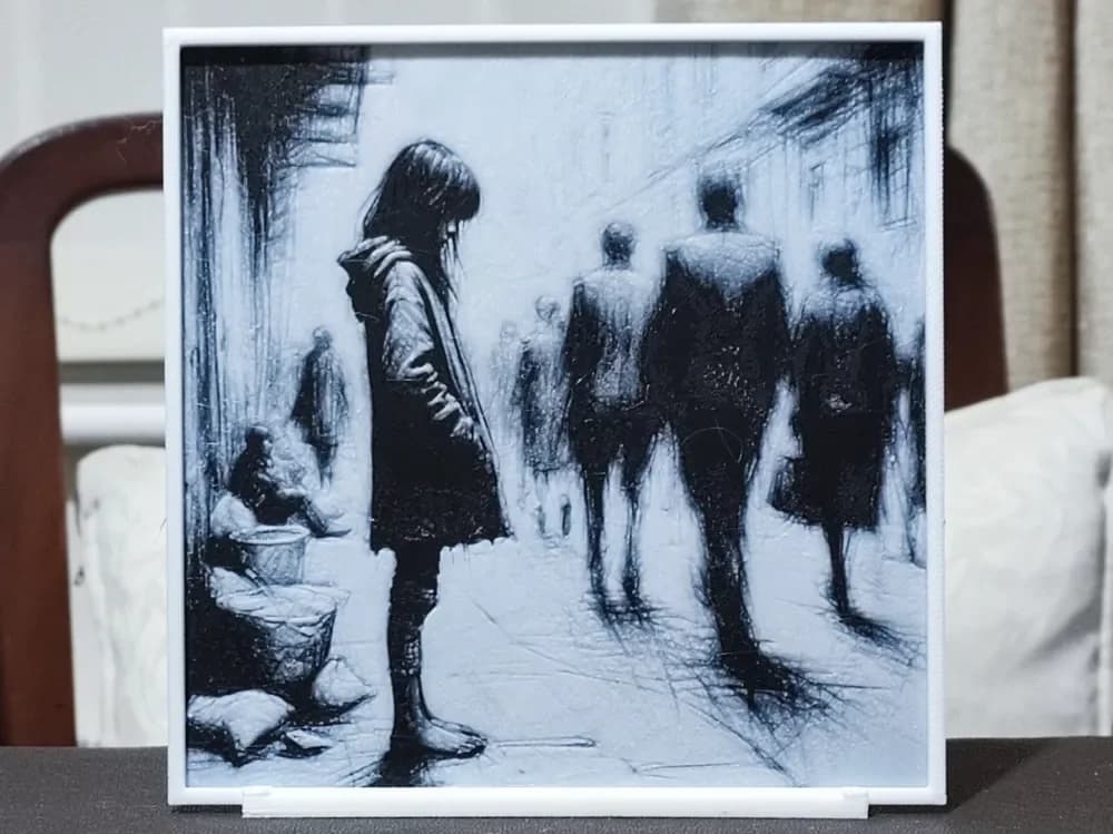 HueForge model: Alone In The Crowd - HueForge 2 Color by BoDad