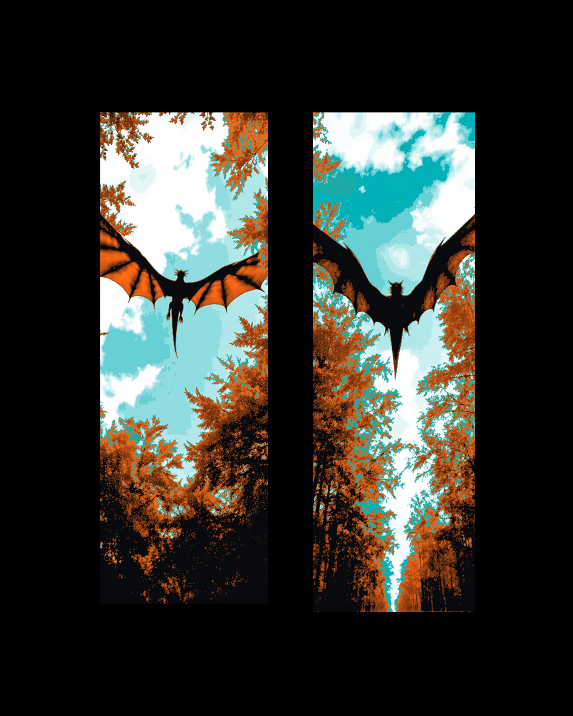 The flight of the dragon above the trees - Set of 2 bookmarks by BooneCo3d HueForge model: The flight of the dragon above the trees - Set of 2 bookmarks by BooneCo3d