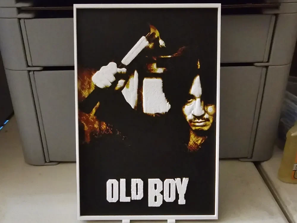 Oldboy Movie Poster - Hueforge Art by Lumpy3D HueForge model: Oldboy Movie Poster - Hueforge Art by Lumpy3D