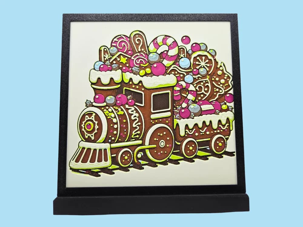 Gingerbread Train by BusyKikiBee HueForge model: Gingerbread Train by BusyKikiBee
